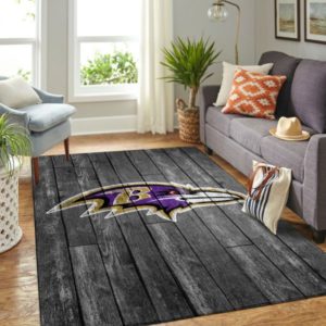 Baltimore Ravens NFL Team Logo Grey Wooden Style Nice Gift Living Room Carpet Rug Home Decor