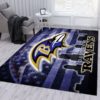 Baltimore Ravens NFL With Flag USA Living Room Carpet Rug Home Decor