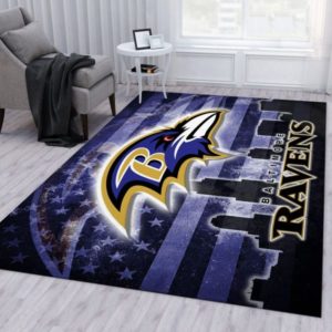 Baltimore Ravens NFL With Flag USA Living Room Carpet Rug Home Decor