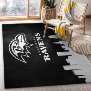 Baltimore Ravens Skyline NFL Living Room Carpet Rug Home Decor