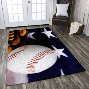 Baseball Ball Stars Background Living Room Carpet Rug Home Decor