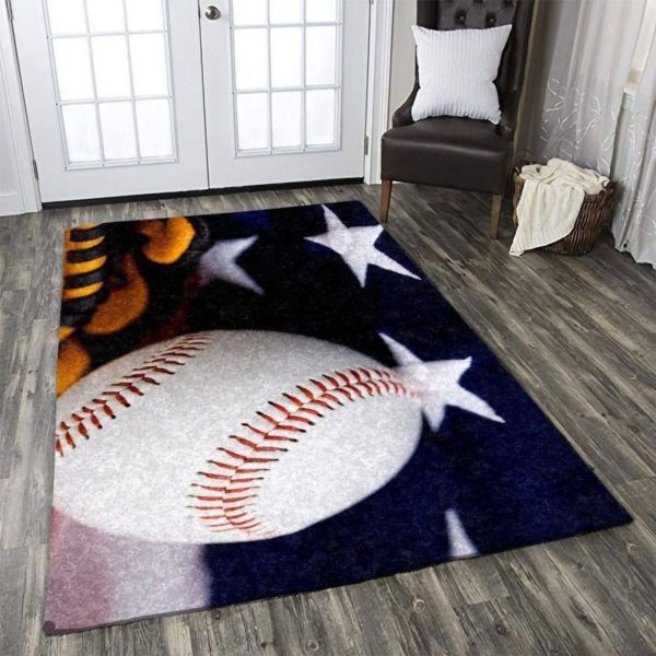 Baseball Ball Stars Background Living Room Carpet Rug Home Decor