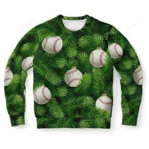 Baseball Green Christmas Ugly Sweater