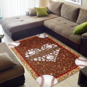 Baseball Heart Shape Living Room Carpet Rug Home Decor