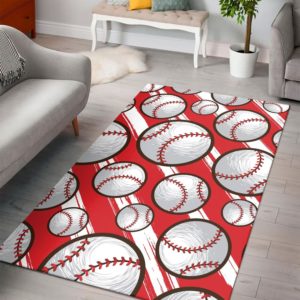 Baseball Red And White Living Room Carpet Rug Home Decor
