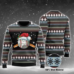 Baseball Santa Christmas Ugly Sweater
