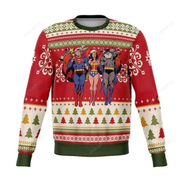 Batman Superman Wonder Woman Christmas Ugly Sweater