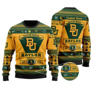 Baylor Bears Football EST 1845 Christmas Ugly Sweater