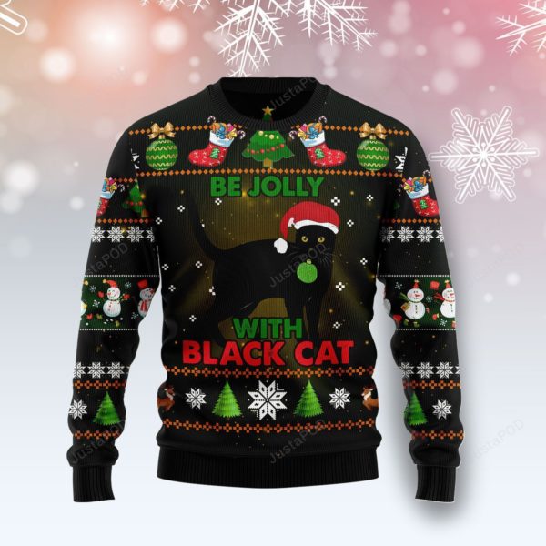 Be Jolly With Black Cat Christmas Ugly Sweater