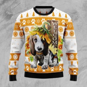 Beagle Dog Sunflower Christmas Ugly Sweater