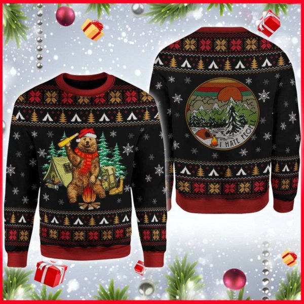 Bear Scarf Camping Christmas Ugly Sweater