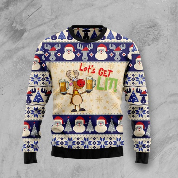 Beer Reindeer Christmas Ugly Sweater