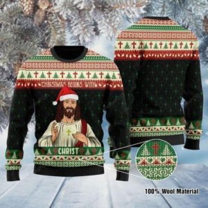 Begins With Christ Jesus Christmas Ugly Sweater