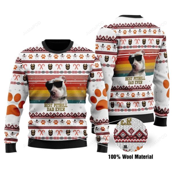 Best Pitbull Dad Ever Christmas Ugly Sweater