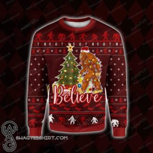 Bigfoot Believe Christmas Ugly Sweater