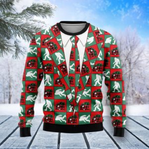 Bigfoot Camping Christmas Ugly Sweater