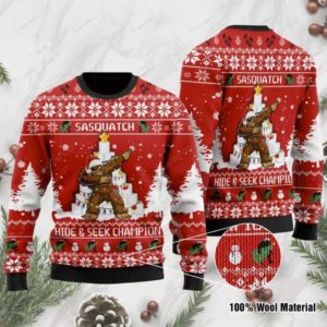 Bigfoot Hide And Seek Word Champion Dab Christmas Ugly Sweater