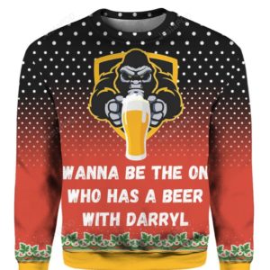 Bigfoot I Wanna Be The One Who Has A Beer With Darryl Christmas Ugly Sweater