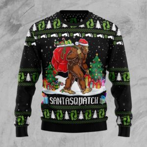Bigfoot Santa Carrying Gifts Christmas Ugly Sweater