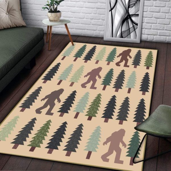 Bigfoot With Tree Pattern Living Room Carpet Rug Home Decor