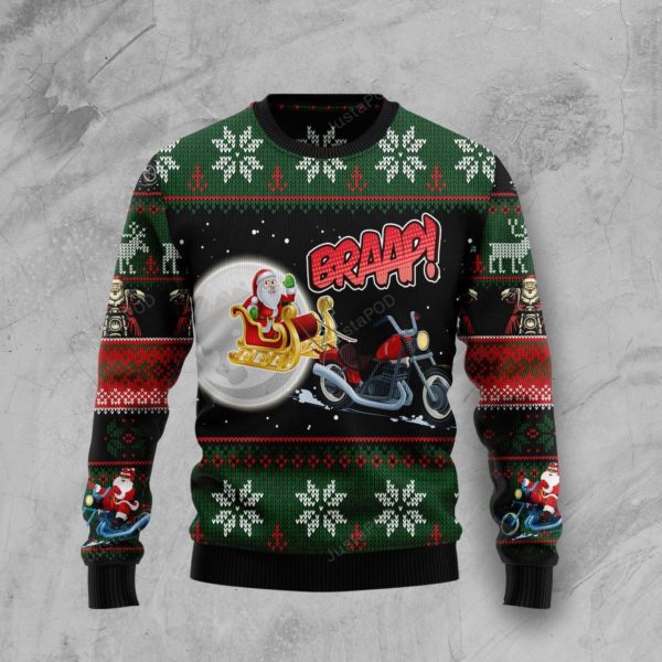 Biker Santa Christmas Ugly Sweater