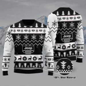 Black And White Jeep Christmas Ugly Sweater