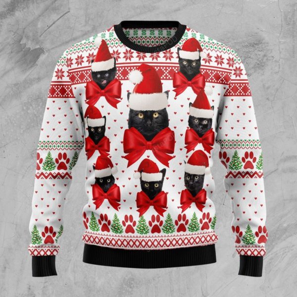 Black Cat Christmas Ugly Sweater