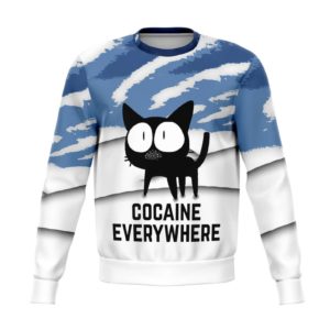 Black Cat Cocaine Everywhere Christmas Ugly Sweater