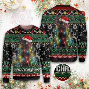 Black Cat Led Christmas Lights Christmas Ugly Sweater