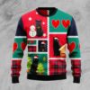 Black Cat Snowman Christmas Ugly Sweater