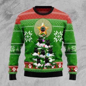 Black Cat Pine Christmas Ugly Sweater