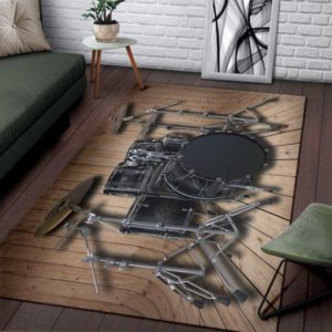 Black Drum Wooden Background Brown Living Room Carpet Rug Home Decor