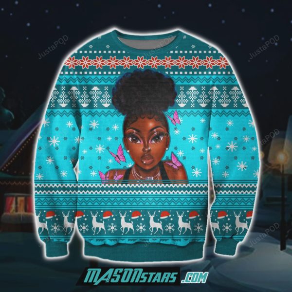 Black Girl Butterfly Christmas Ugly Sweater
