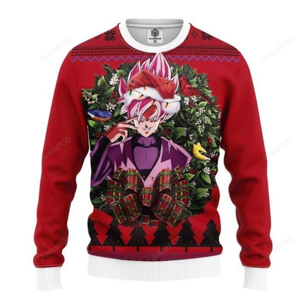 Black Goku Ssj Rose Dragon Ball Christmas Ugly Sweater