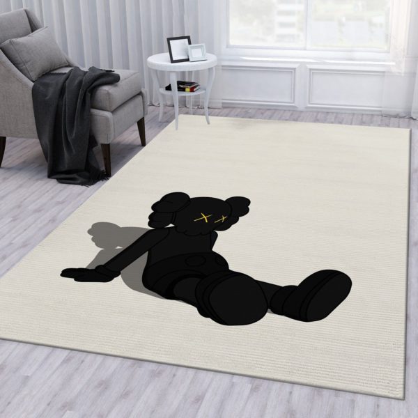 Black Kaws Sit Down Classic Kaws Rug Home Decor