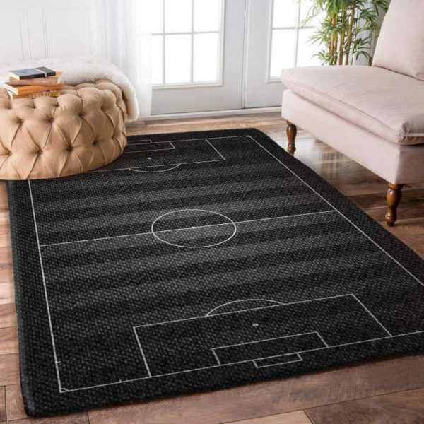 Black Soccer Field Living Room Carpet Rug Home Decor