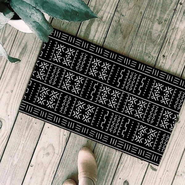 Black Traditional African Pattern Living Room Carpet Rug Home Decor