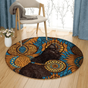Black Woman Blue Art Round Living Room Carpet Rug Home Decor