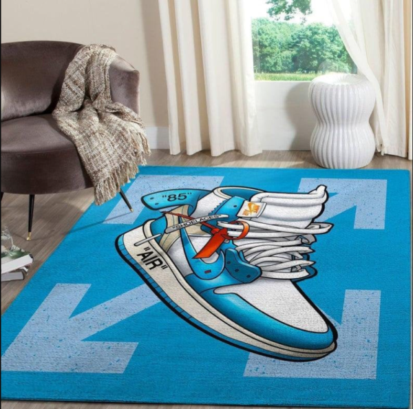 Blue Air Jordan Sneaker Rug Home Decor