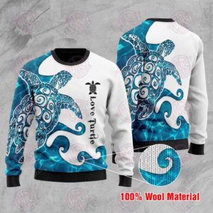 Blue Sea Turtle Christmas Ugly Sweater
