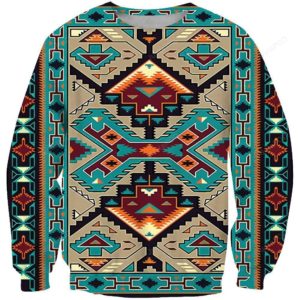 Blue Tribal Pattern Christmas Ugly Sweater
