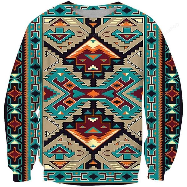 Blue Tribal Pattern Christmas Ugly Sweater