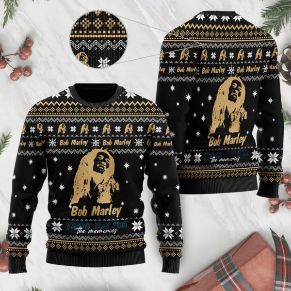 Bob Marley Thank You For The Memories Christmas Ugly Sweater