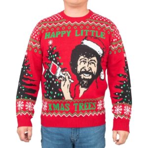 Bob Ross Santa Happy Little Xmas Trees Christmas Ugly Sweater