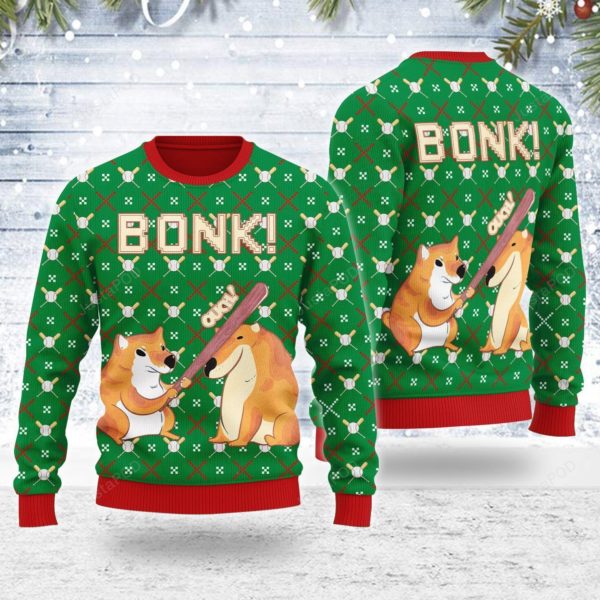Bonk Dog Christmas Ugly Sweater