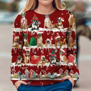 Boxer Dog Snow Christmas Ugly Sweater