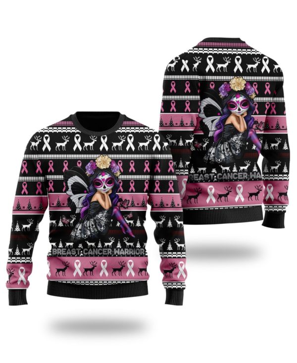 Breast Cancer Warrior Christmas Ugly Sweater