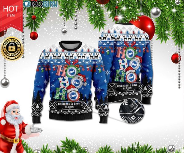 Brighton & Ampamp Hove Albion FC Ho Ho Ho Christmas Ugly Sweater