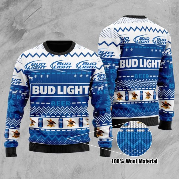 Bud Light Beer Christmas Ugly Sweater