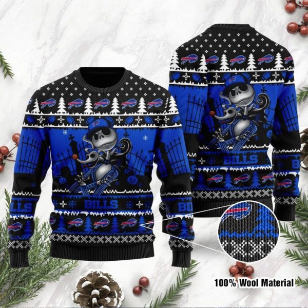 Buffalo Bills Jack Skellington Christmas Ugly Sweater
